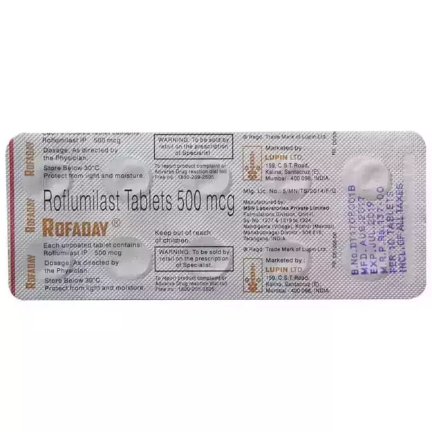 Rofaday-500-mcg rofaday tablet,roflumilast tablet,daxas generic