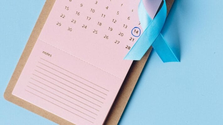 Calendar with health tools representing the Simeons HCG diet protocol phases