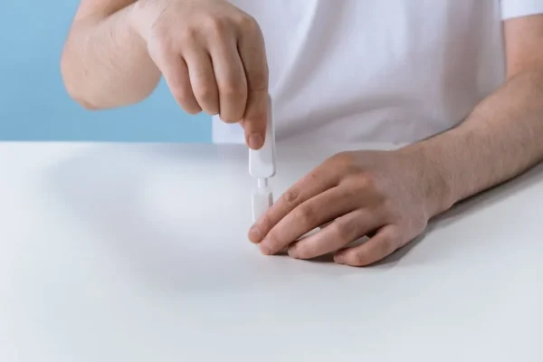 HIV self-test kit being prepared for use