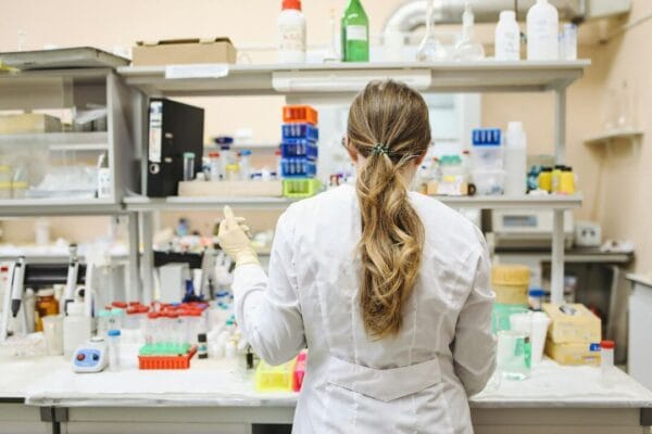 Female scientist conducting laboratory research — GHRH research