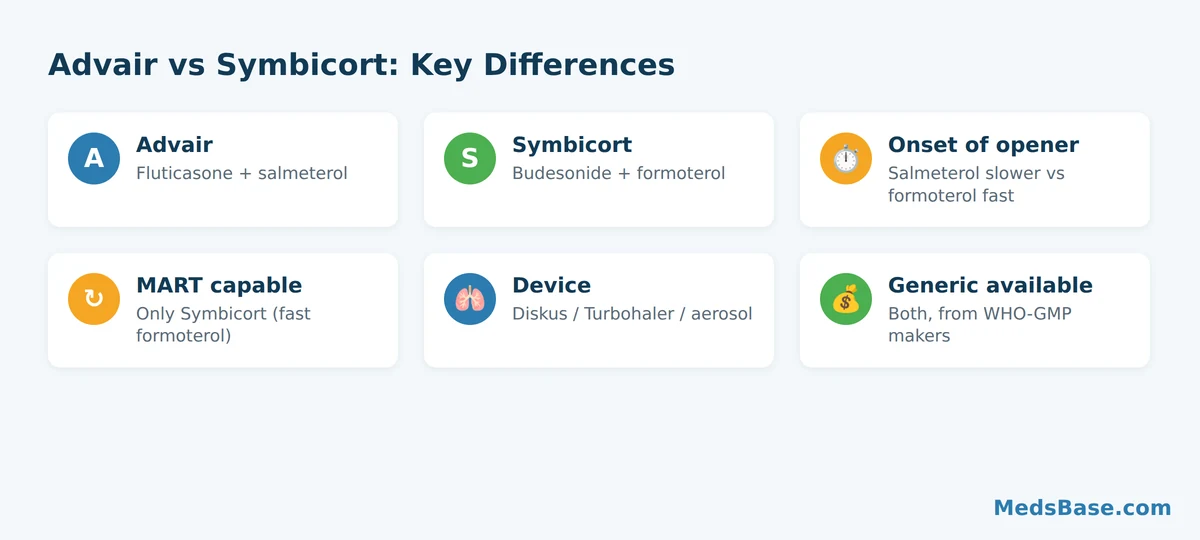 Key differences between Advair and Symbicort inhalers side by side