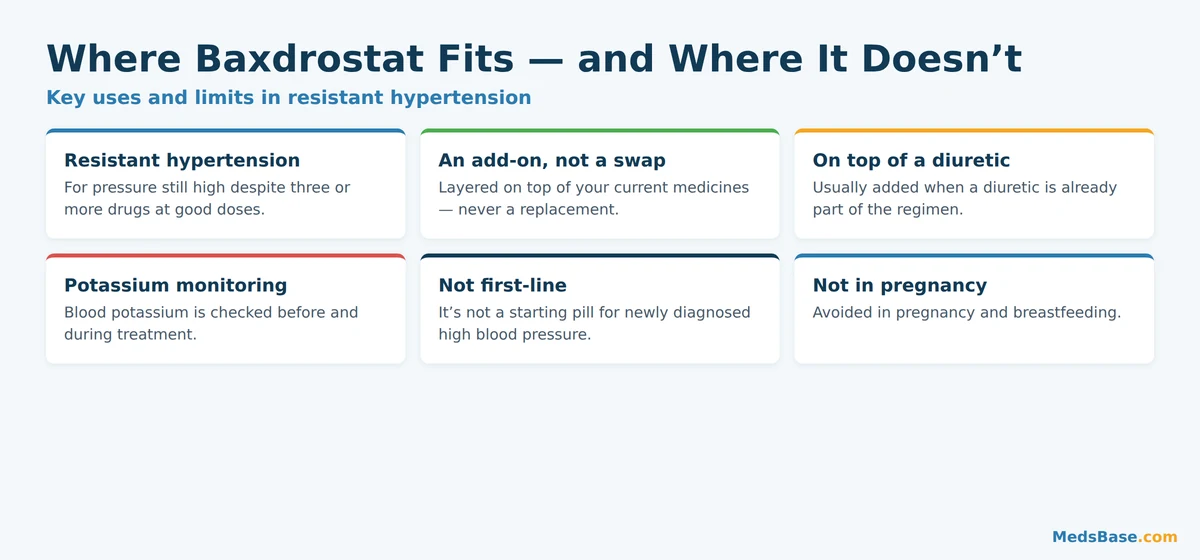 Key uses and limits of baxdrostat for resistant hypertension treatment