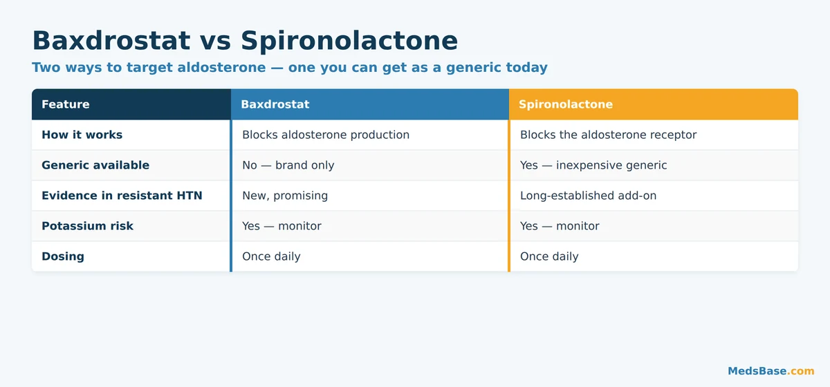 Baxdrostat compared with spironolactone for resistant hypertension treatment