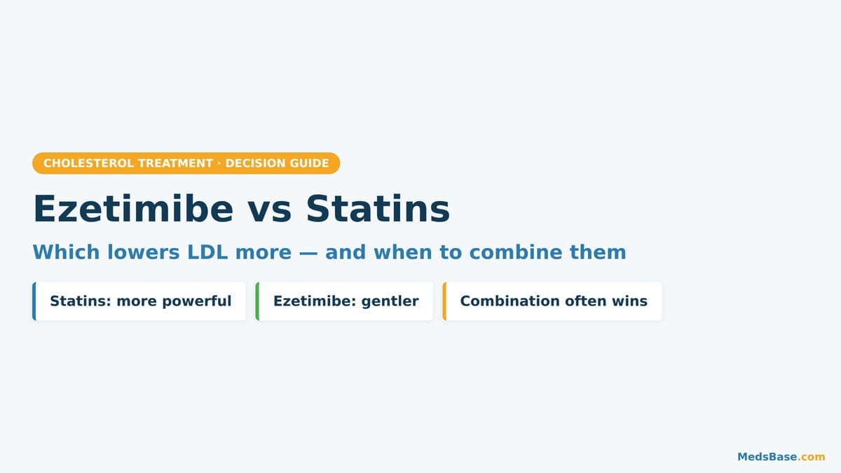 Ezetimibe vs statins compared for lowering LDL cholesterol