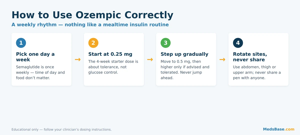 How to use Ozempic: 4-step semaglutide once-weekly injection and titration guide
