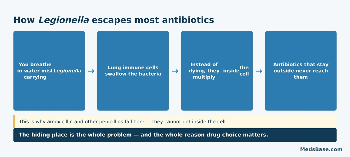 How Legionella survives inside lung immune cells and escapes antibiotics that cannot enter cells