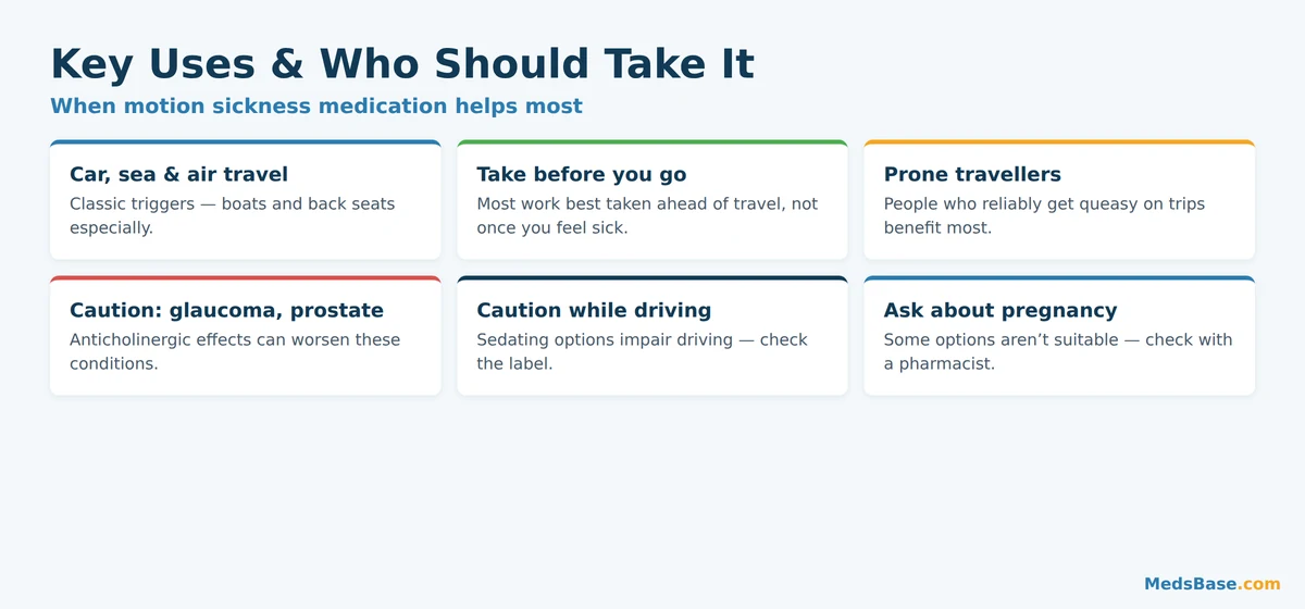 Key uses and who should take motion sickness medication