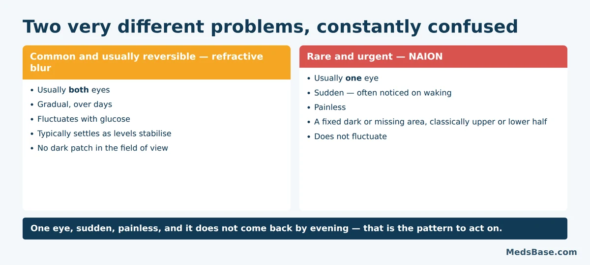 Comparing common reversible blurred vision on semaglutide with the rare sudden vision loss of NAION