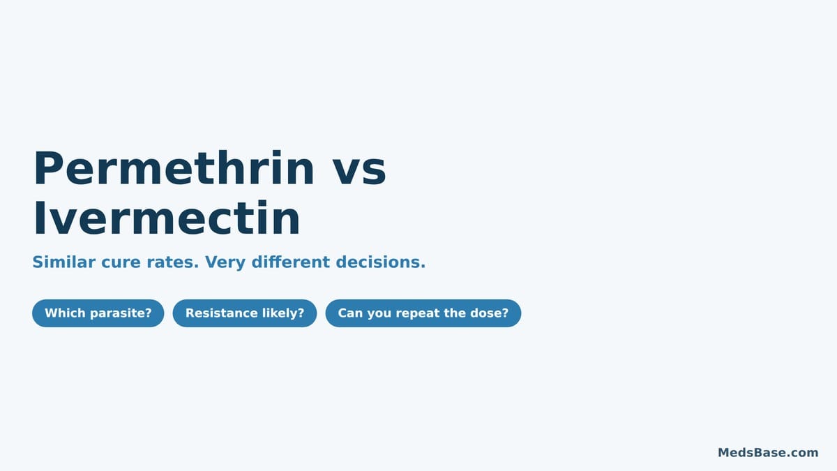 Permethrin vs ivermectin compared for head lice and scabies — the three questions that decide it