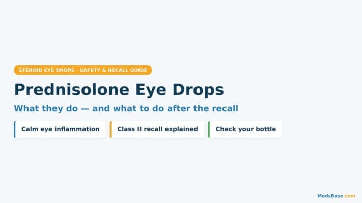 Prednisolone eye drops bottle checked against the recall list