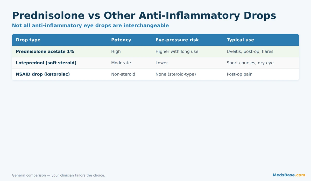 Prednisolone eye drops compared with other anti-inflammatory drops