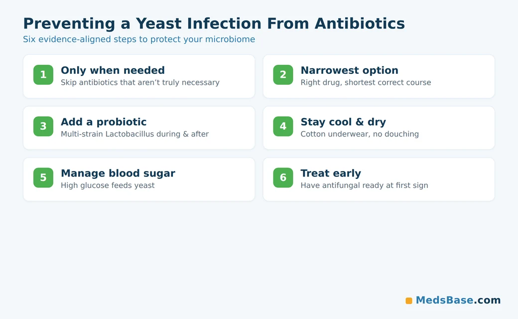 How to prevent a yeast infection while taking antibiotics, six steps