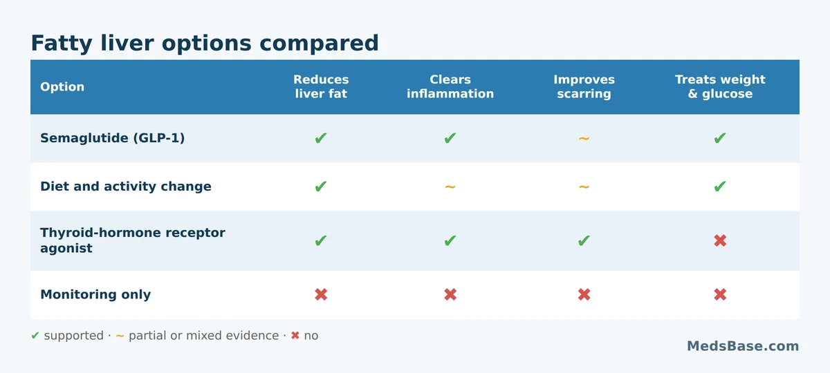 Fatty liver treatment options compared: semaglutide, lifestyle change and other drug classes