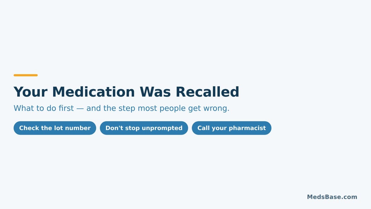 What to do if your medication is recalled: check the lot number, call your pharmacist, do not stop unprompted