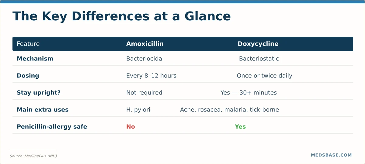 Amoxicillin vs doxycycline safety comparison