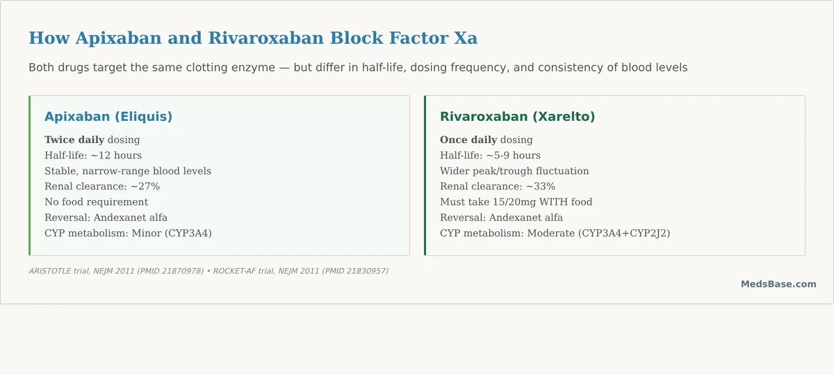apixaban vs rivaroxaban factor Xa inhibition mechanism comparison