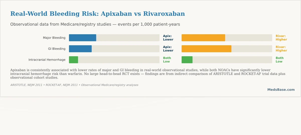 apixaban vs rivaroxaban bleeding risk safety comparison