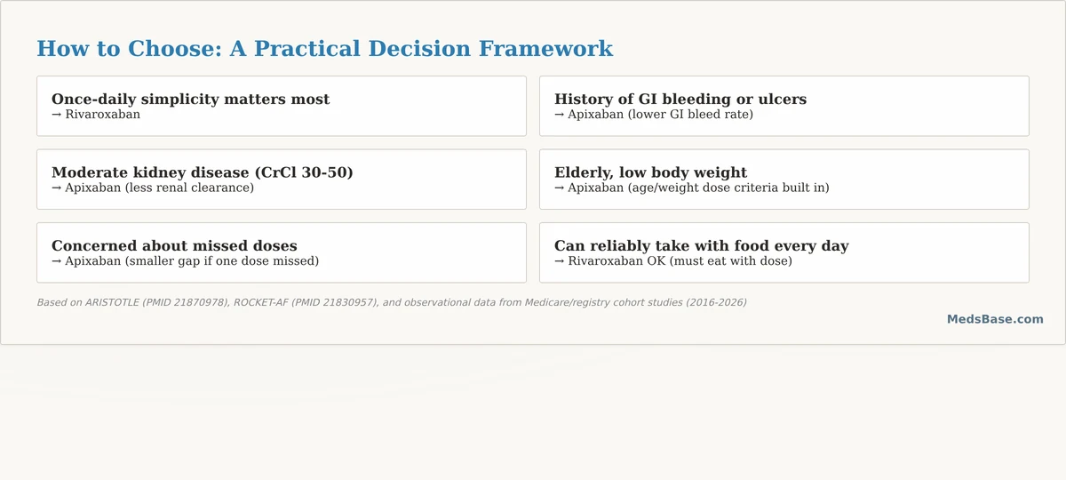apixaban vs rivaroxaban decision matrix choose blood thinner
