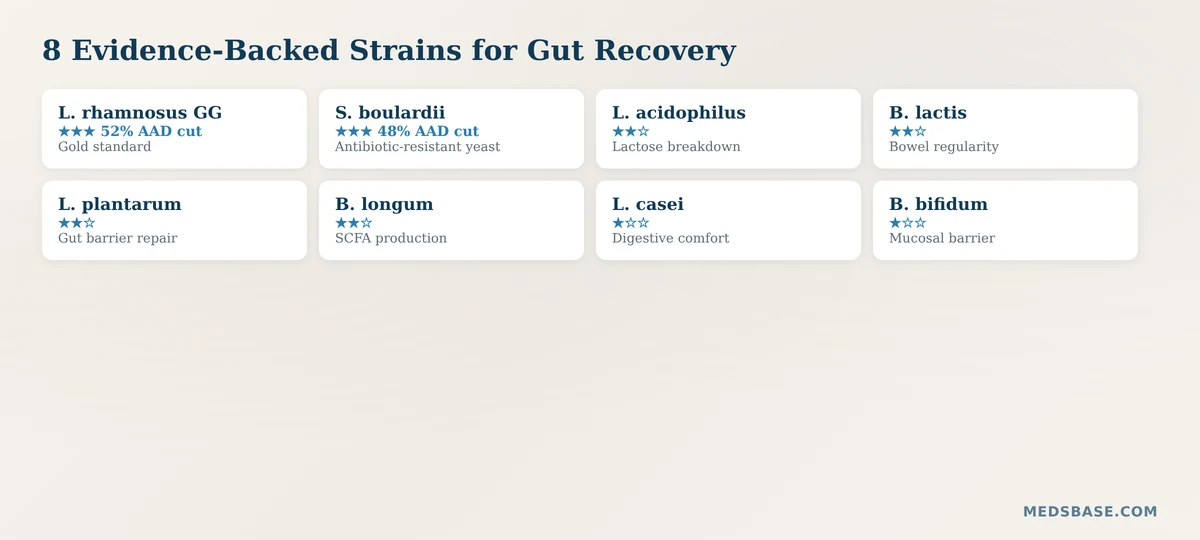 8 best probiotic strains after antibiotics with evidence ratings