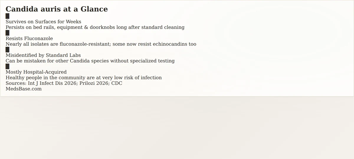 candida auris key facts surfaces fluconazole resistance hospital misidentification
