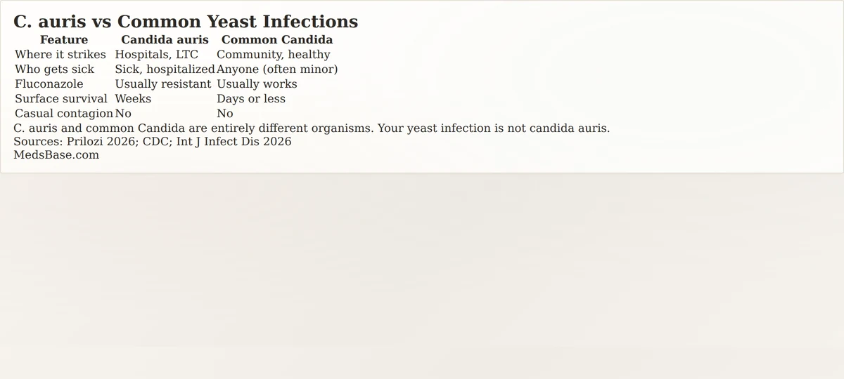 candida auris vs common yeast infection thrush comparison
