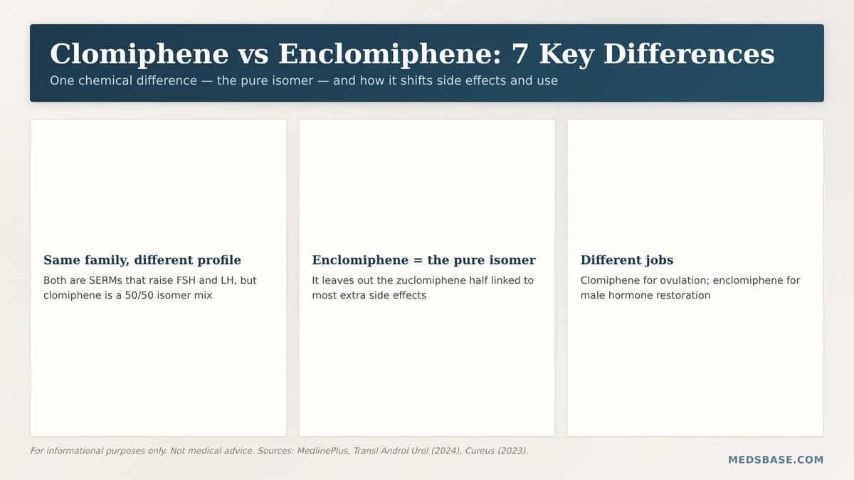 Clomiphene vs enclomiphene comparison — side effects, dosing, and results for fertility and hormone use