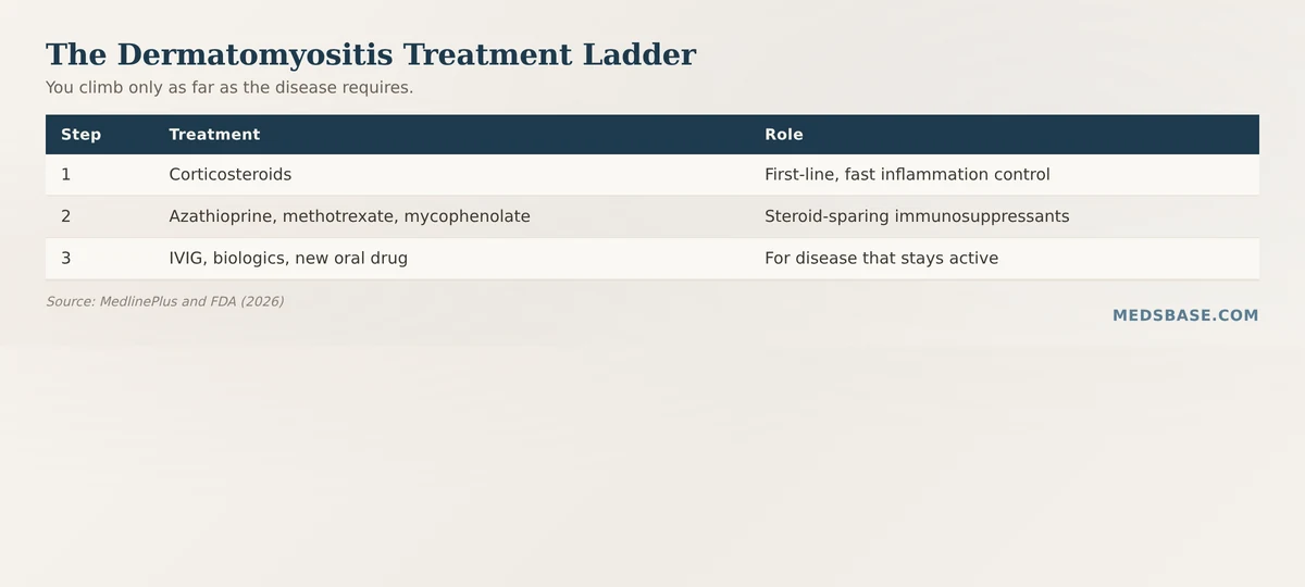 The dermatomyositis treatment ladder from corticosteroids to newer options