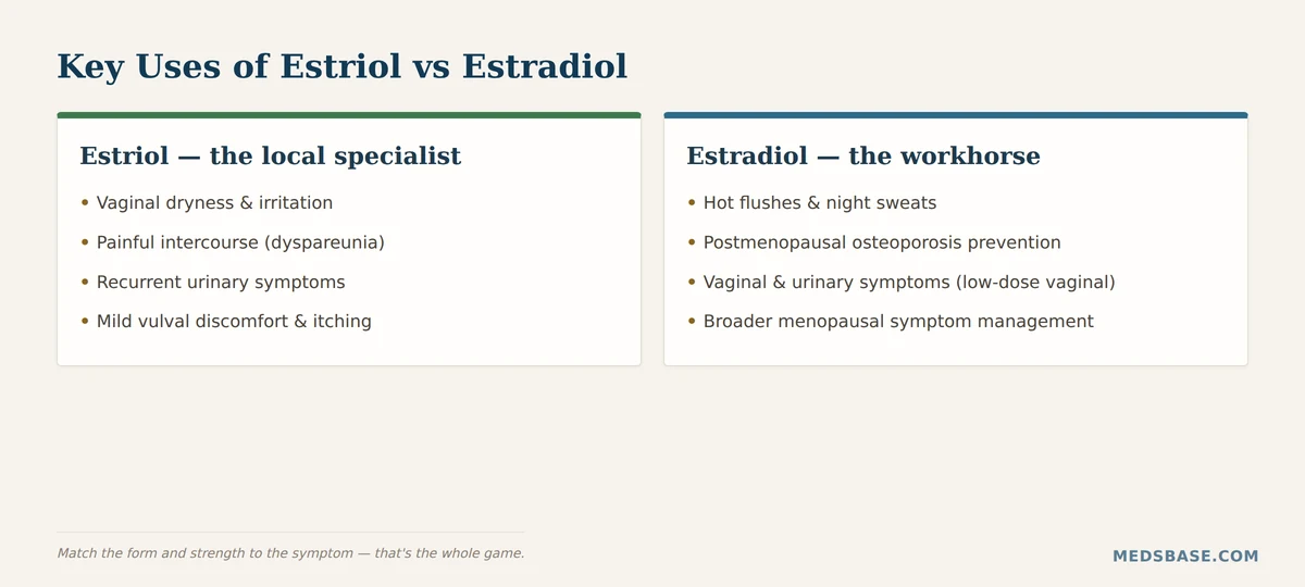 Key uses of estriol versus estradiol for menopause symptoms