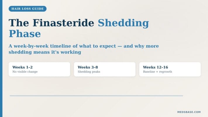 Finasteride shedding phase timeline showing what to expect weeks 1 through 16