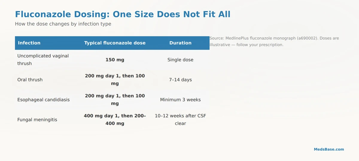 fluconazole dosage single dose vs weeks