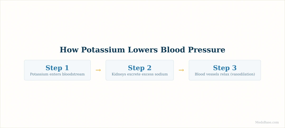 how potassium lowers blood pressure mechanism diagram