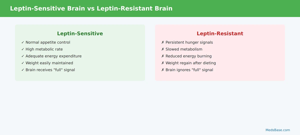 Leptin-sensitive brain compared with leptin-resistant brain