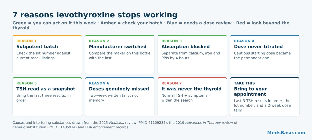 Seven reasons levothyroxine is not working, with the practical fix for each
