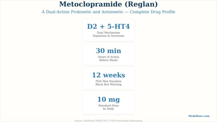 metoclopramide guide overview showing drug class and key uses for gastroparesis and nausea