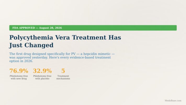 Polycythemia vera treatment options including the first FDA-approved targeted drug rusfertide August 2026