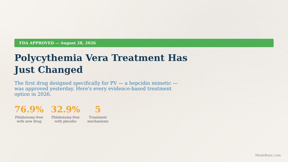Polycythemia vera treatment options including the first FDA-approved targeted drug rusfertide August 2026