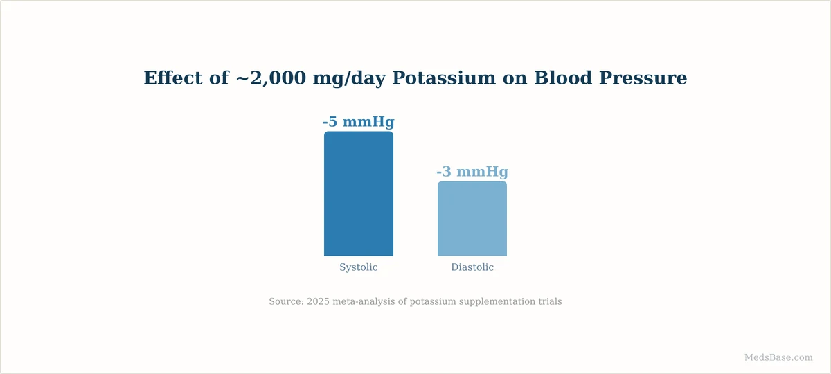 potassium supplementation blood pressure reduction research chart