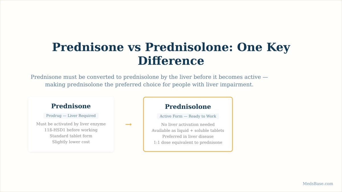 prednisone vs prednisolone comparison liver activation diagram