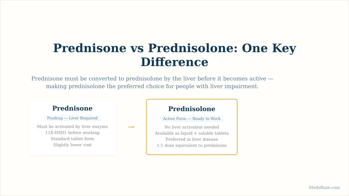 prednisone vs prednisolone comparison liver activation diagram