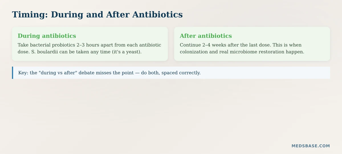 When to take probiotics after antibiotics timing diagram
