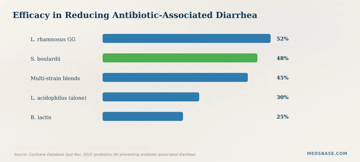 Probiotic strains efficacy in reducing antibiotic-associated diarrhea