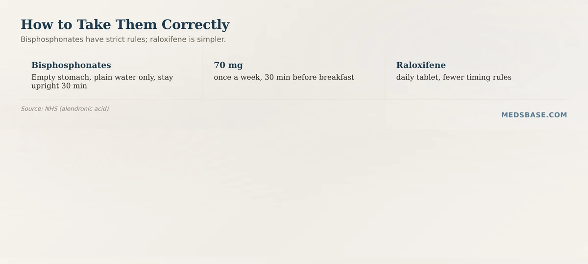 How to take raloxifene vs bisphosphonates correctly