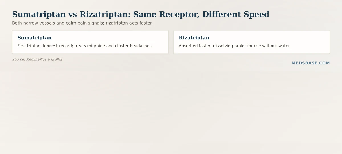 How sumatriptan vs rizatriptan act on serotonin receptors in migraine