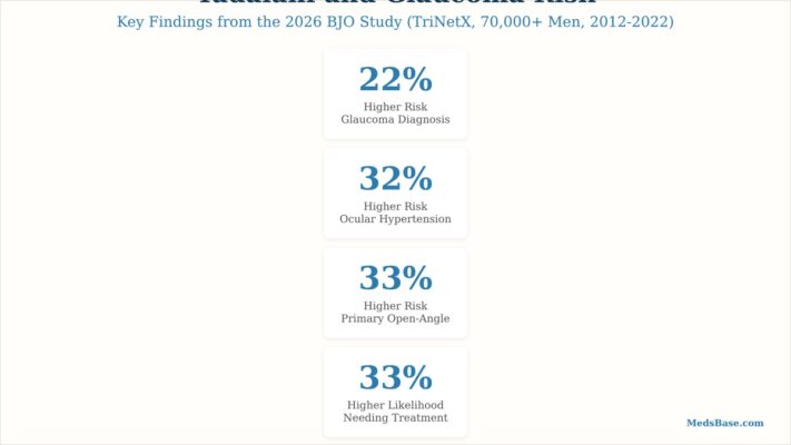 tadalafil and glaucoma risk study summary showing 22 to 33 percent increased risk