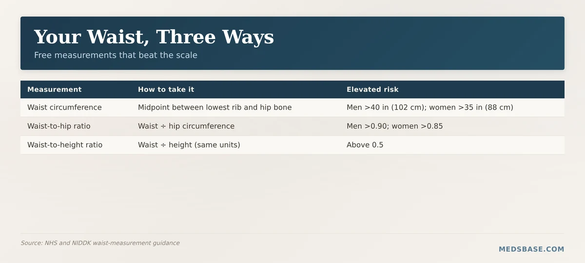Waist circumference waist-to-hip ratio waist-to-height ratio measurement guide