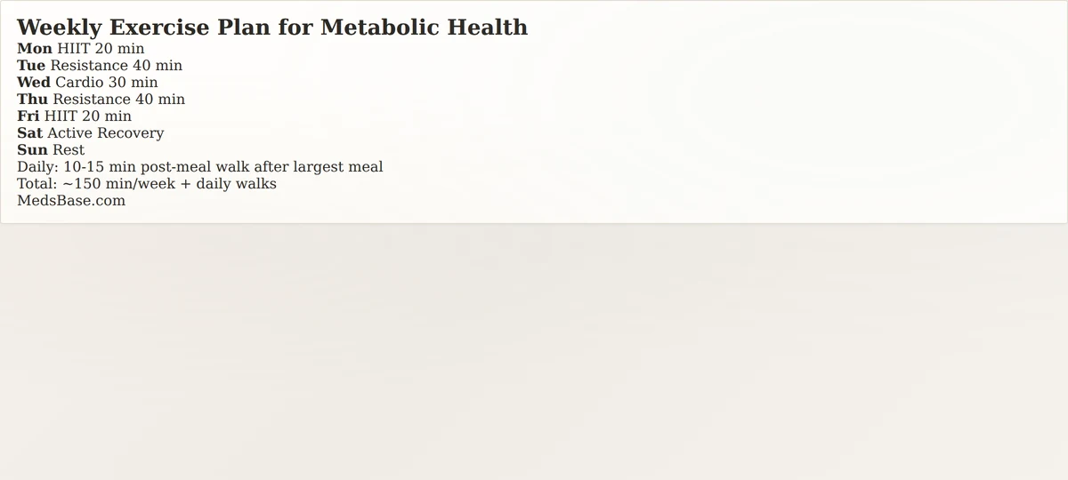 Weekly metabolic exercise plan integrating the best exercise for blood pressure cholesterol and blood sugar control