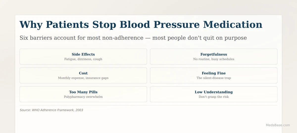 Six common barriers to blood pressure medication adherence