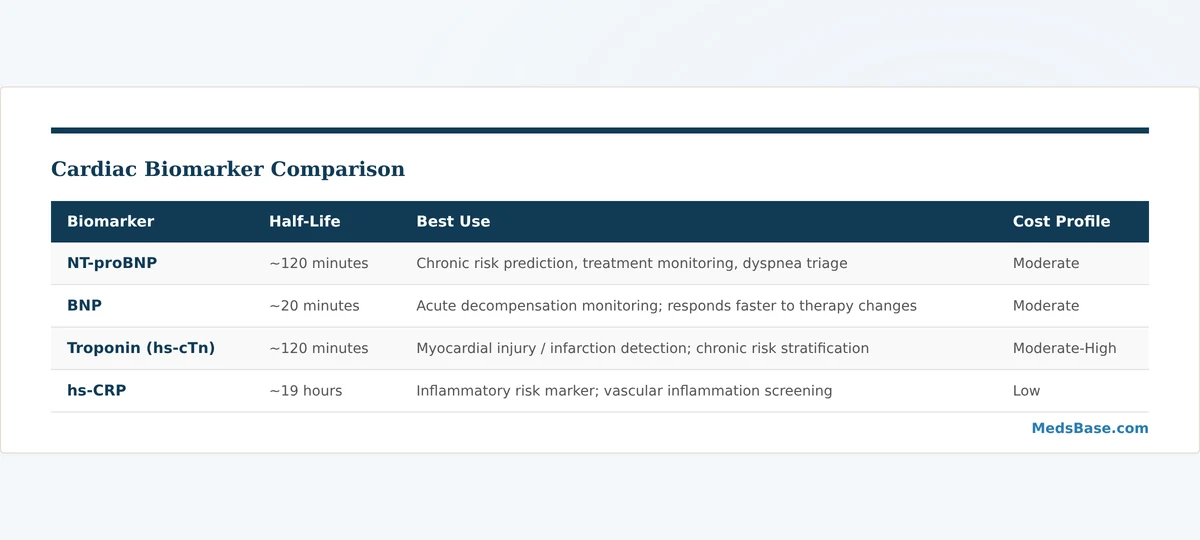NT-proBNP vs BNP vs troponin cardiac biomarker comparison