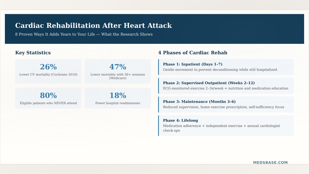 Cardiac rehabilitation after heart attack reduces mortality by 26 percent with four phases of recovery