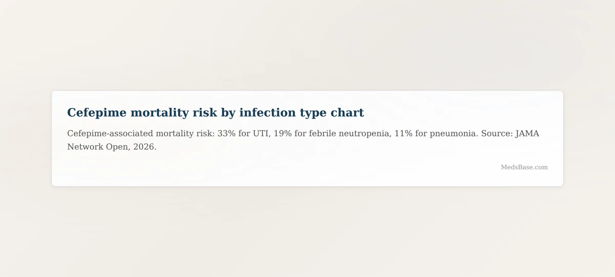 Cefepime mortality risk by infection type chart